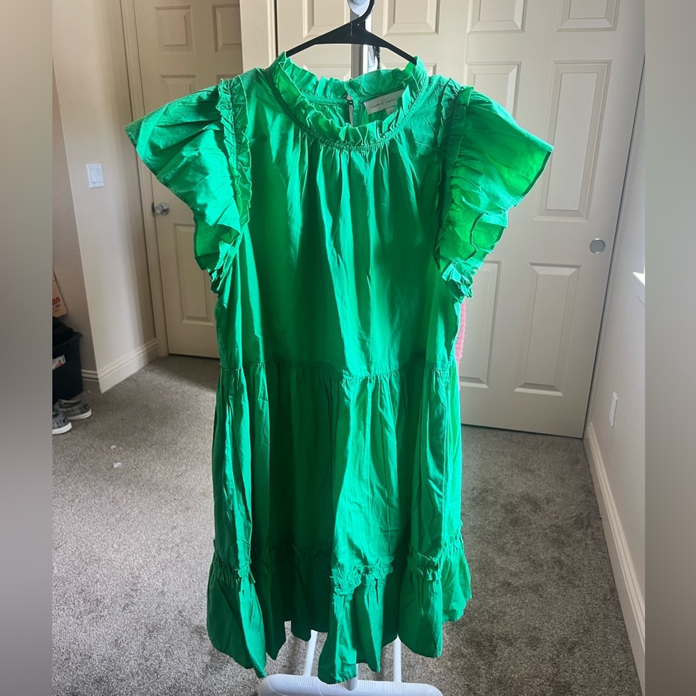 House of Harlow 1960 Vibrant Green Ruffle Dress